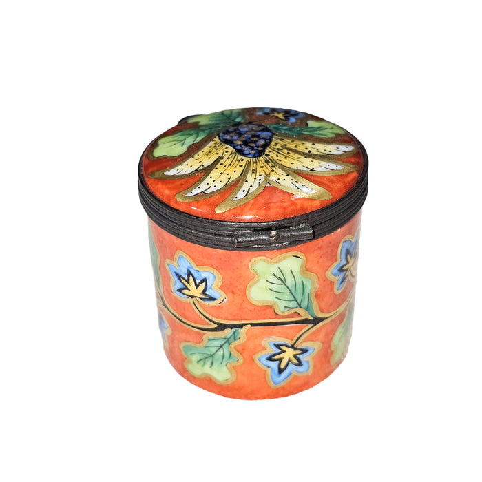 Vibrant Round Floral Limoges Box for Home Decor Porcelain Limoges Square French Trinket Box
