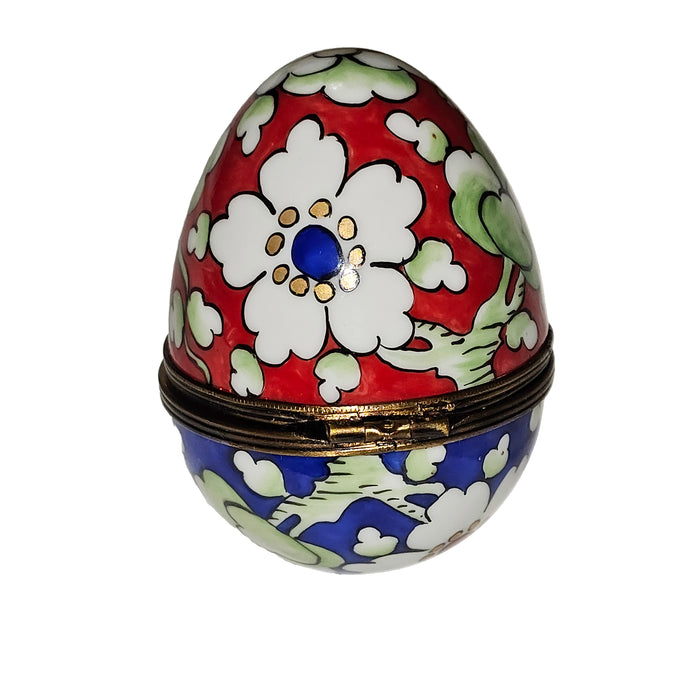 Vibrant Floral Keepsake Egg Porcelain Limoges egg French Trinket Box