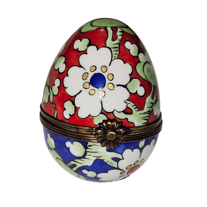 Vibrant Floral Keepsake Egg Porcelain Limoges egg French Trinket Box