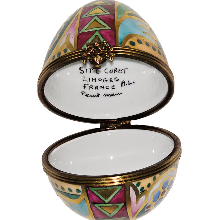 Vibrant Limoges Egg for Collectors Porcelain Limoges egg French Trinket Box