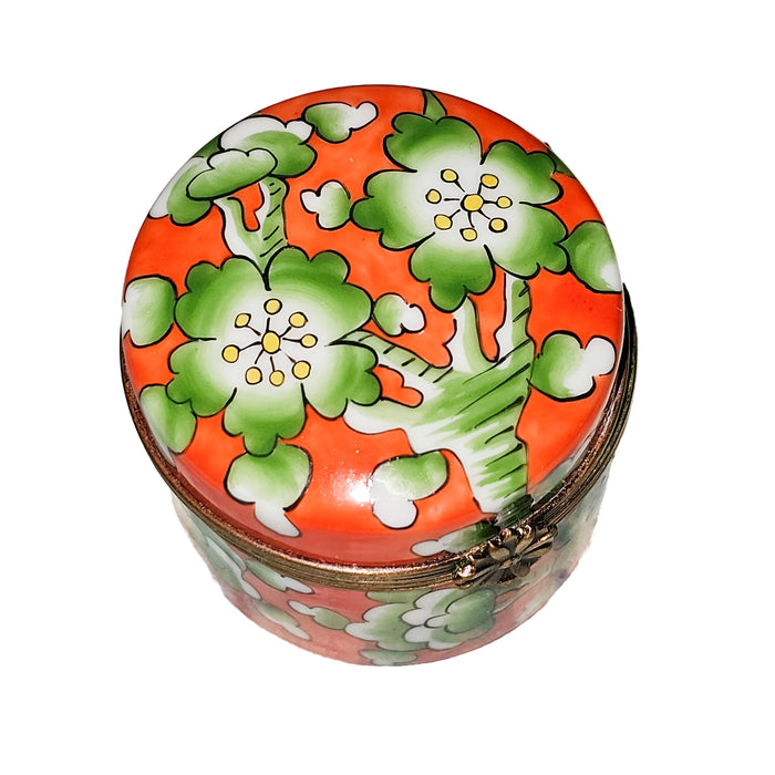 Vibrant Floral Limoges Box for Collectors Porcelain Limoges Round French Trinket Box