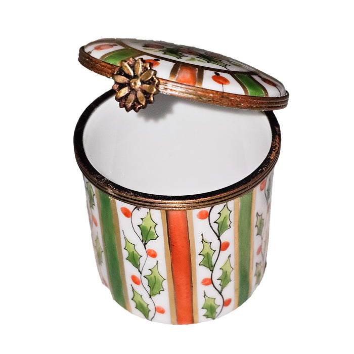 Vibrant Striped Limoges Box for Home Decor Porcelain Limoges Round French Trinket Box