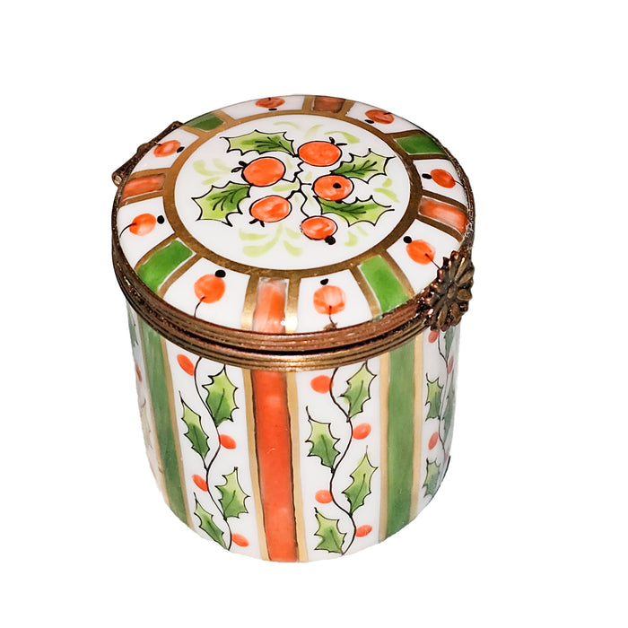 Vibrant Striped Limoges Box for Home Decor Porcelain Limoges Round French Trinket Box