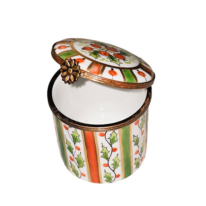 Vibrant Striped Limoges Box for Home Decor Porcelain Limoges Round French Trinket Box