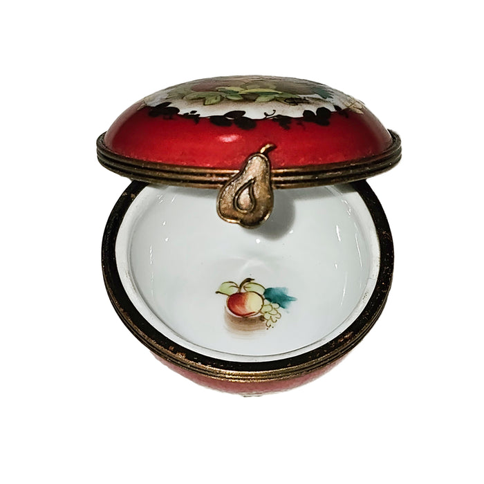 Vibrant Red Fruit Box for Collectors Porcelain Limoges Round French Trinket Box