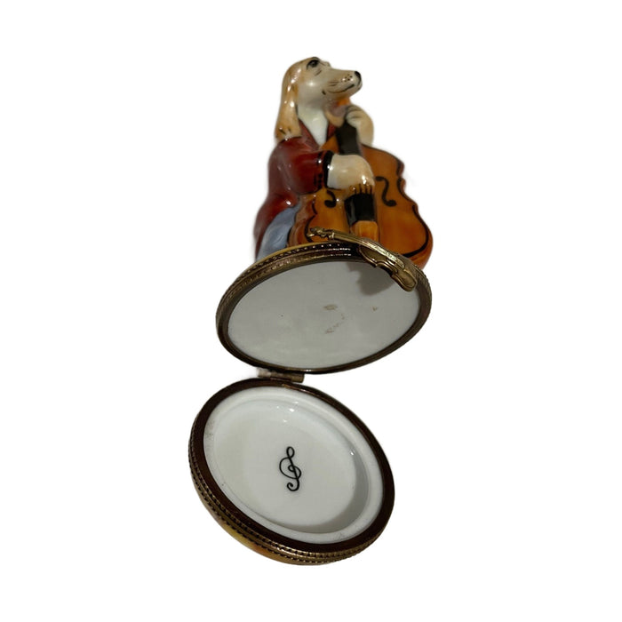 Vintage bass dog Limoges box opened