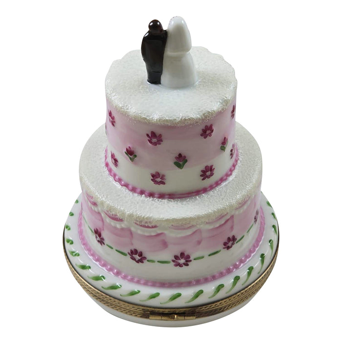 Wedding Couple Cake Keepsake Porcelain Limoges Wedding Anniversary French Trinket Box