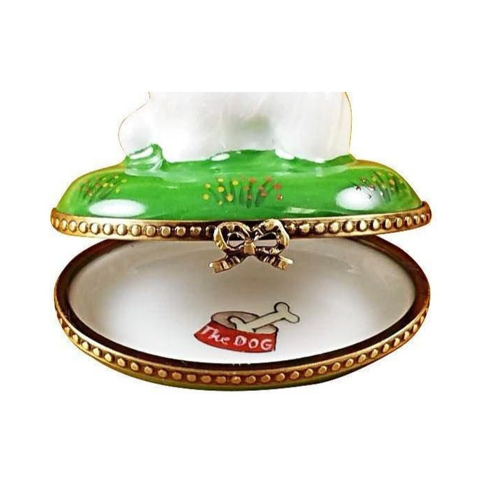 Fine French craftsmanship on the Westie Limoges box, painted by hand
