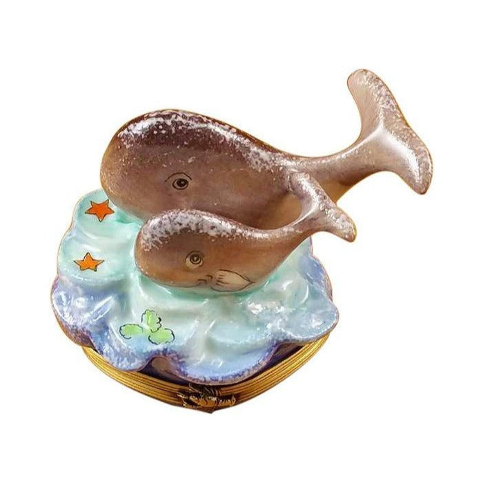 Limoges Boutique presents the Rochard Whale with Baby, a genuine Limoges box painted by hand in France