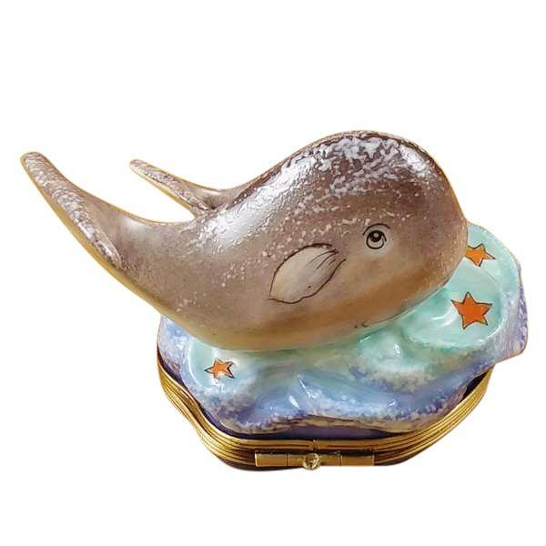 Whale with Baby Limoges Box for Ocean Lovers Porcelain Limoges fish beach ocean French Trinket Box