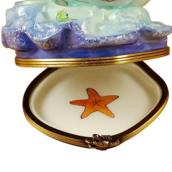 Whale with Baby Limoges Box for Ocean Lovers Porcelain Limoges fish beach ocean French Trinket Box