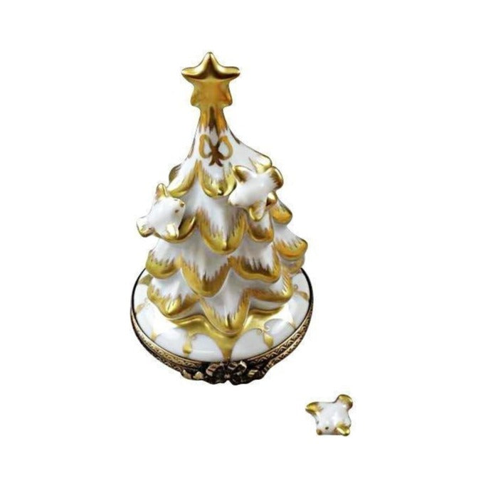 White Gold Christmas Tree Removable Dove by Rochard, an authentic French Limoges box for Christmas from Limoges Boutique