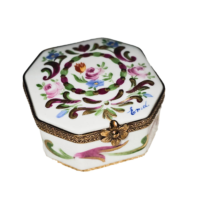 Floral Elegance Limoges Box Porcelain Limoges Shaped French Trinket Box