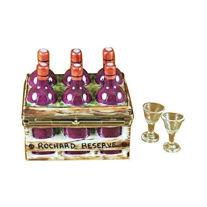 The Wine Bottles Crate Two Glasses, a Limoges keepsake with true French charm