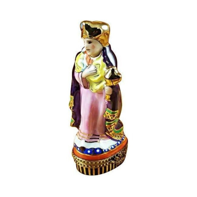 Genuine Rochard Wiseman Purple Coat Limoges box painted by hand in France for Christmas, from Limoges Boutique