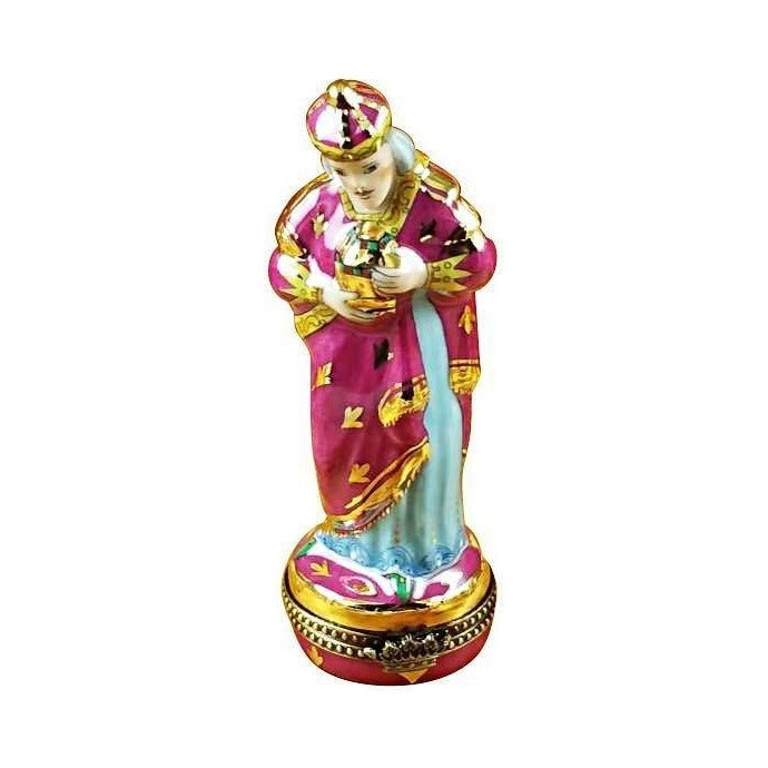 Genuine Rochard Wiseman Red Coat Limoges box painted by hand in France for Christmas, from Limoges Boutique