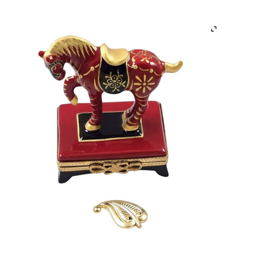 Year of the Horse 2026 with Removable Brass Leaf by Rochard, an authentic French Limoges box from Limoges Boutique