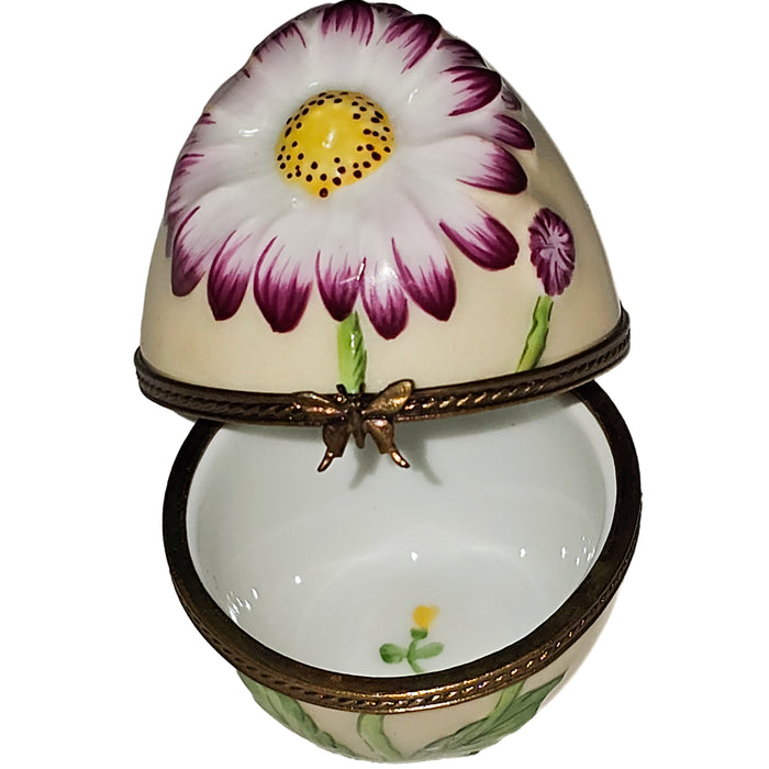 Yellow Egg Charm for Home Decor Porcelain Limoges egg French Trinket Box