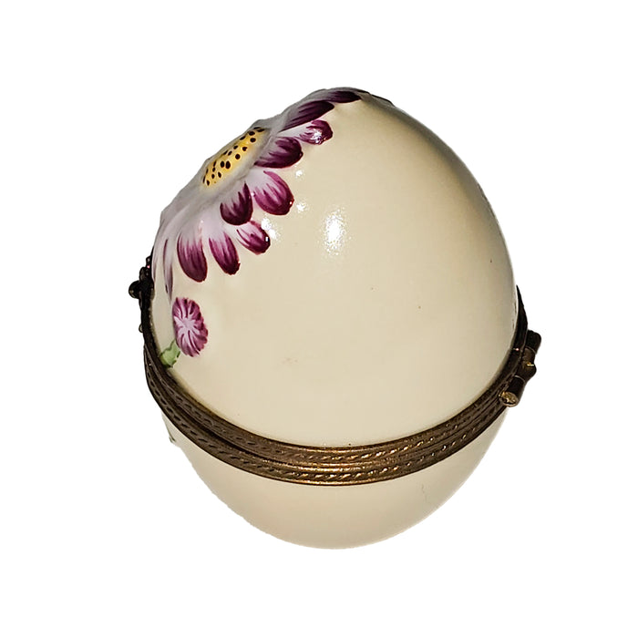 Yellow Egg Charm for Home Decor Porcelain Limoges egg French Trinket Box