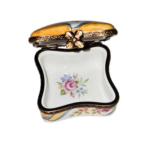 Yellow Floral Limoges Box for Elegant Decor Porcelain Limoges Square French Trinket Box