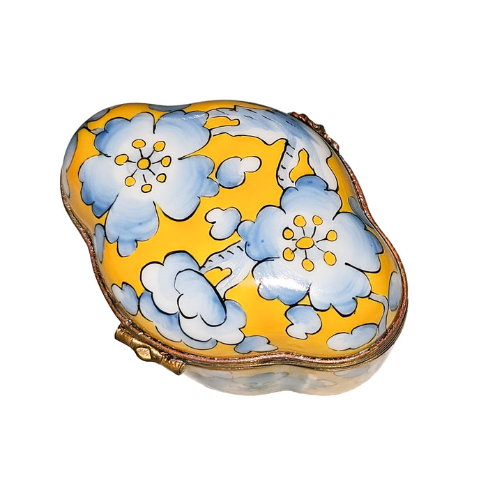 Yellow Scalloped Box for Collectors Porcelain Limoges Shaped French Trinket Box