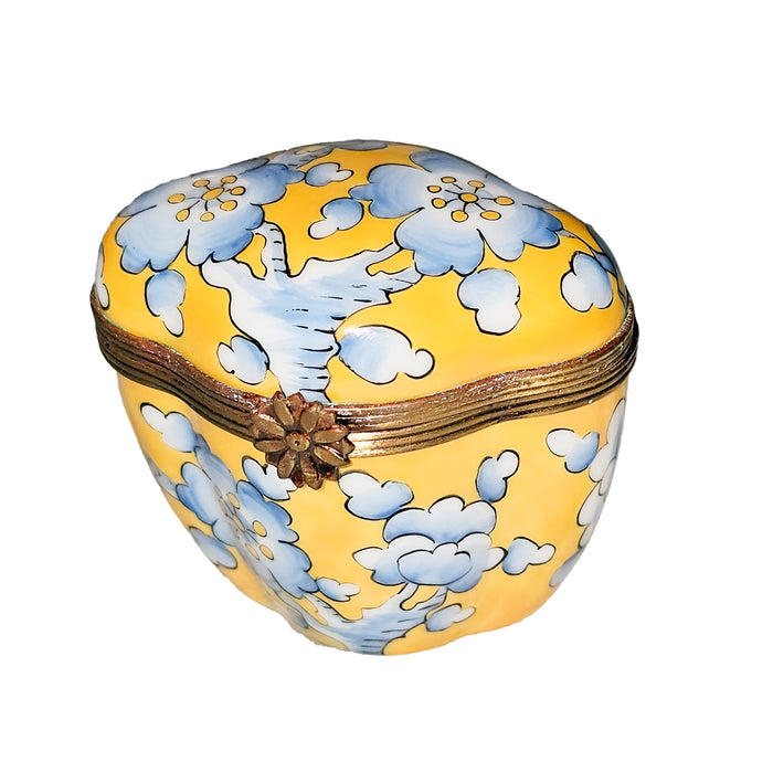 Yellow Scalloped Box for Collectors Porcelain Limoges Shaped French Trinket Box