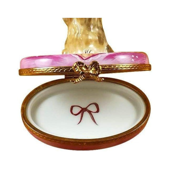 Underside of the Yorkie Pink Base Limoges box with the maker's marks collectors look for