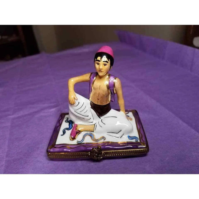 Aladdin Magic Carpet Collectible Porcelain Limoges baby Fairy Tale myth French Trinket Box