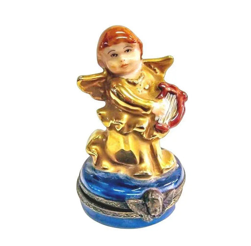 Angel with Harp Limoges Box for Art Lovers Porcelain Limoges Angel French Trinket Box