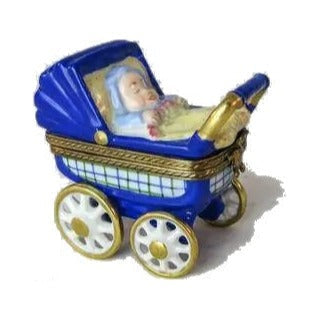 The painter's artistry shows on this Baby Carriage Blue Limoges box