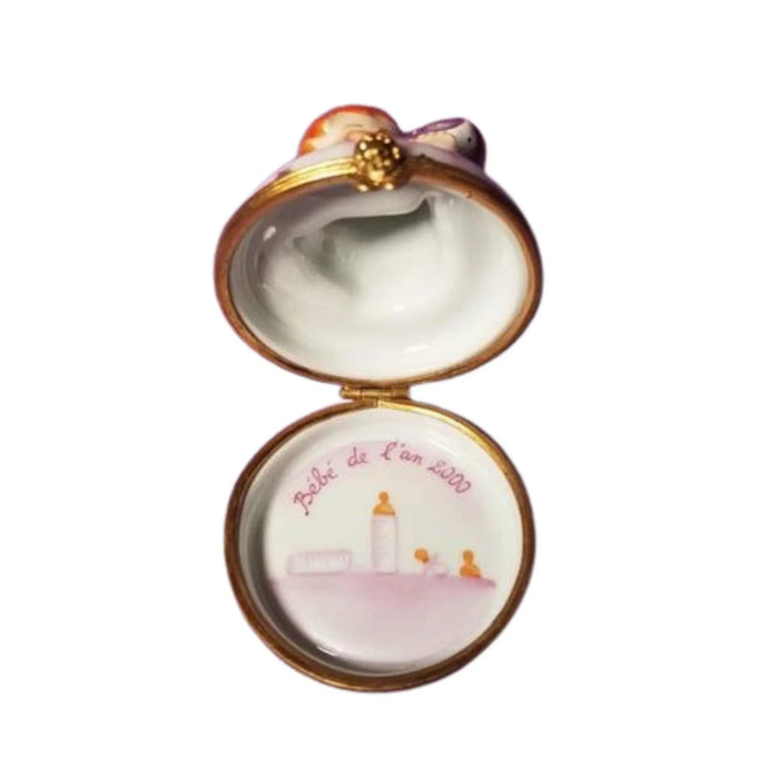 Baby Girl Keepsake Box Porcelain Limoges baby maternity limoges boxes French Trinket Box