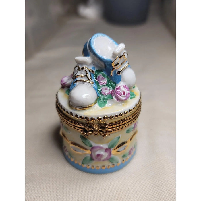 Baby Shoes Keepsake Box for New Parents Porcelain Limoges baby limoges box babies maternity French Trinket Box