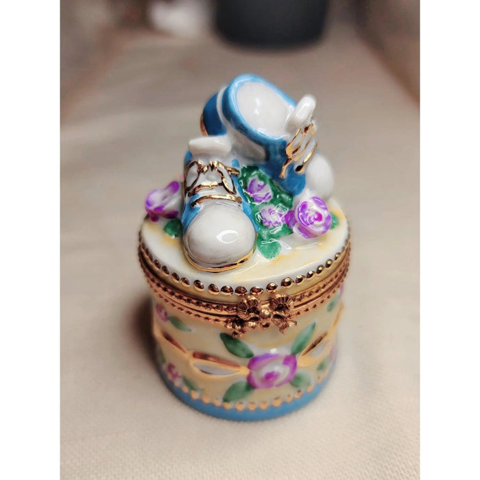 Baby Shoes Keepsake Box for New Parents Porcelain Limoges baby limoges box babies maternity French Trinket Box