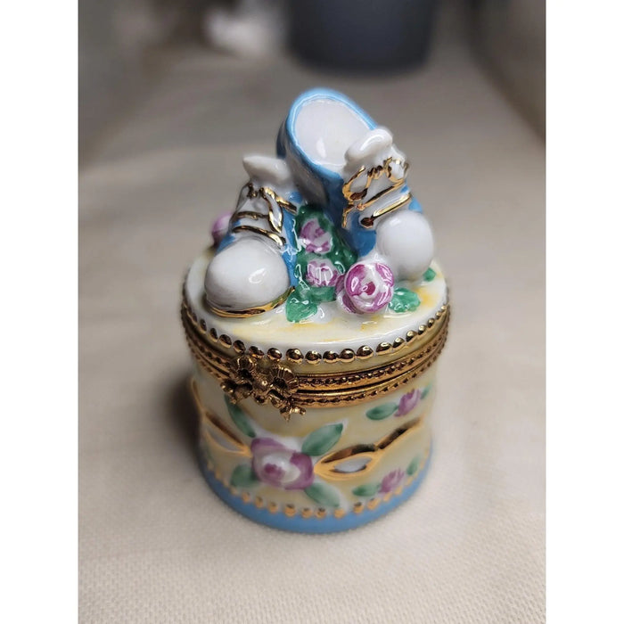 Baby Shoes Keepsake Box for New Parents Porcelain Limoges baby limoges box babies maternity French Trinket Box