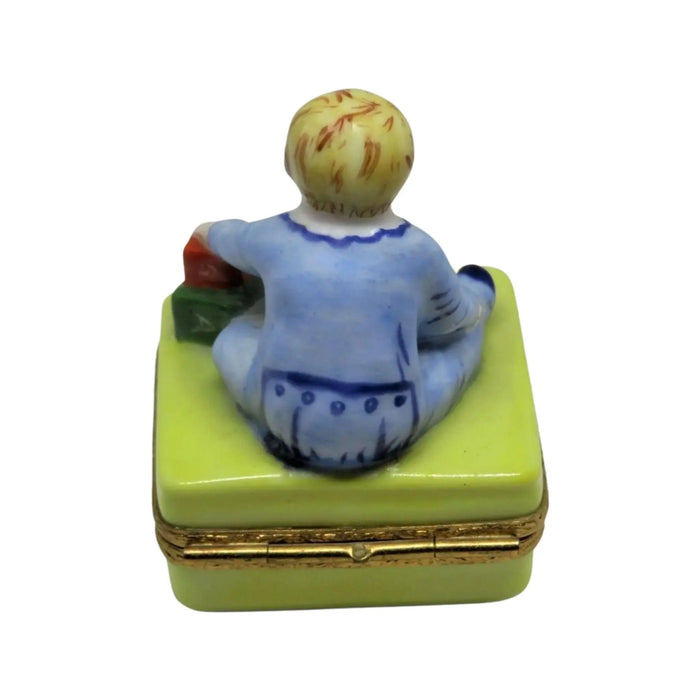 Baby with Blocks for New Parents Porcelain Limoges Babies Figurine French Trinket Box