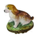 Painted details on the Beagle Dog on Grass Limoges box, French art in miniature