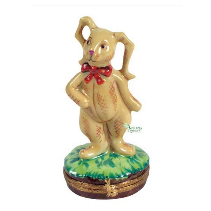 Bedtime Bunny for Whimsical Collectors Porcelain Limoges Rabbit mice French Trinket Box