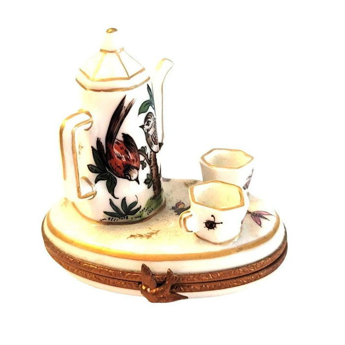 Birds White Limoges Tea Set for Collectors Porcelain Limoges China French Trinket Box