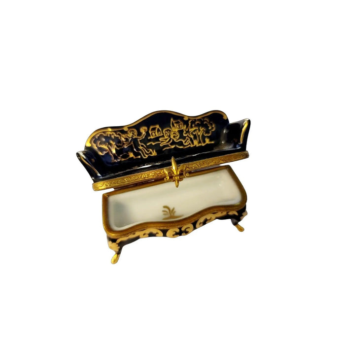 Black Antique Couch for Collectors Porcelain Limoges furniture French Trinket Box