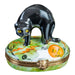 Black Halloween Cat for Festive Decor Porcelain Limoges Cat Halloween French Trinket Box