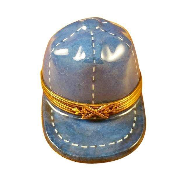 Blue Baseball Hat Collectible for Sports Enthusiasts Porcelain Limoges hat sports French Trinket Box