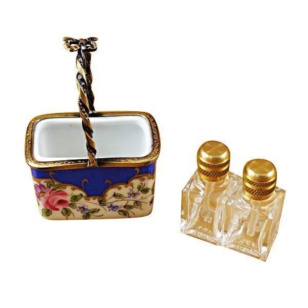 Blue Basket Limoges Box for Collectors Porcelain Limoges perfume French Trinket Box