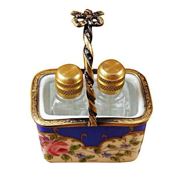 Blue Basket Limoges Box for Collectors Porcelain Limoges perfume French Trinket Box