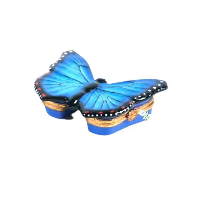 Blue Butterfly Limoges Box for Home Decor Porcelain Limoges Butterfly Butterflies French Trinket Box