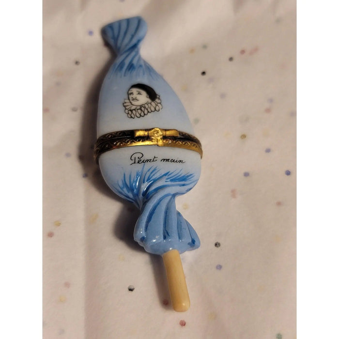 Blue Clown Candy Delight for Collectors Porcelain Limoges Carnival Kids Dessert clown French Trinket Box