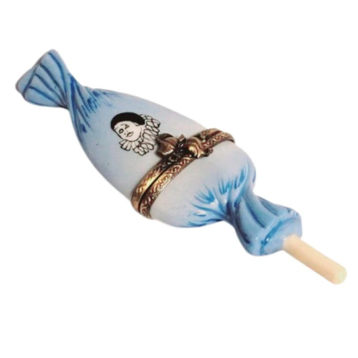 Blue Clown Candy Delight for Collectors Porcelain Limoges Carnival Kids Dessert clown French Trinket Box