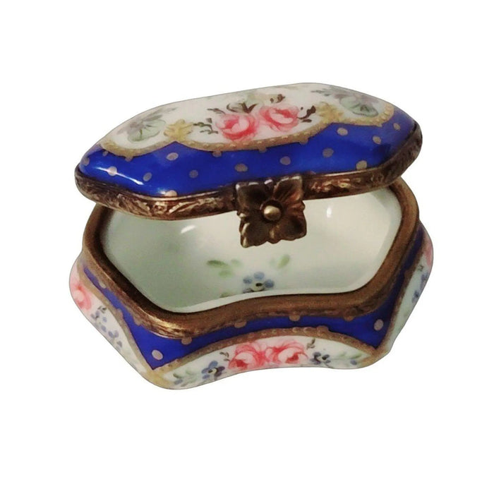 Blue Hexagonal Trinket Box for Elegant Decor Porcelain Limoges traditional special occasions French Trinket Box