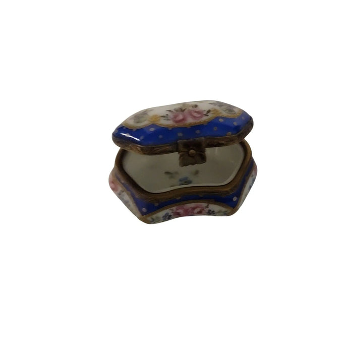Blue Hexagonal Trinket Box for Elegant Decor Porcelain Limoges traditional special occasions French Trinket Box