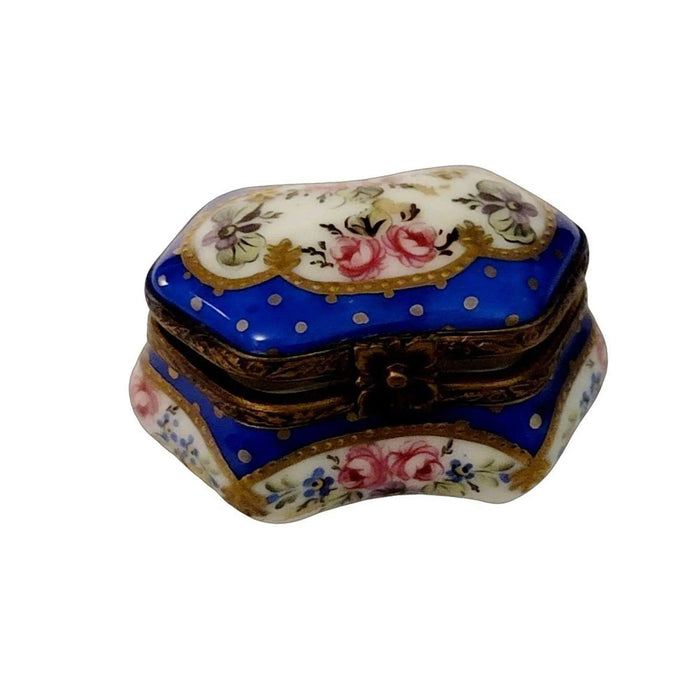 Blue Hexagonal Trinket Box for Elegant Decor Porcelain Limoges traditional special occasions French Trinket Box