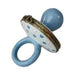 Collectible Blue Pacifier for Baby Limoges box with artisan brushwork